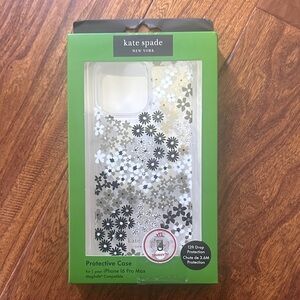 kate spade Floral iPhone 14 Pro Max Case - Black, White, and Silver
